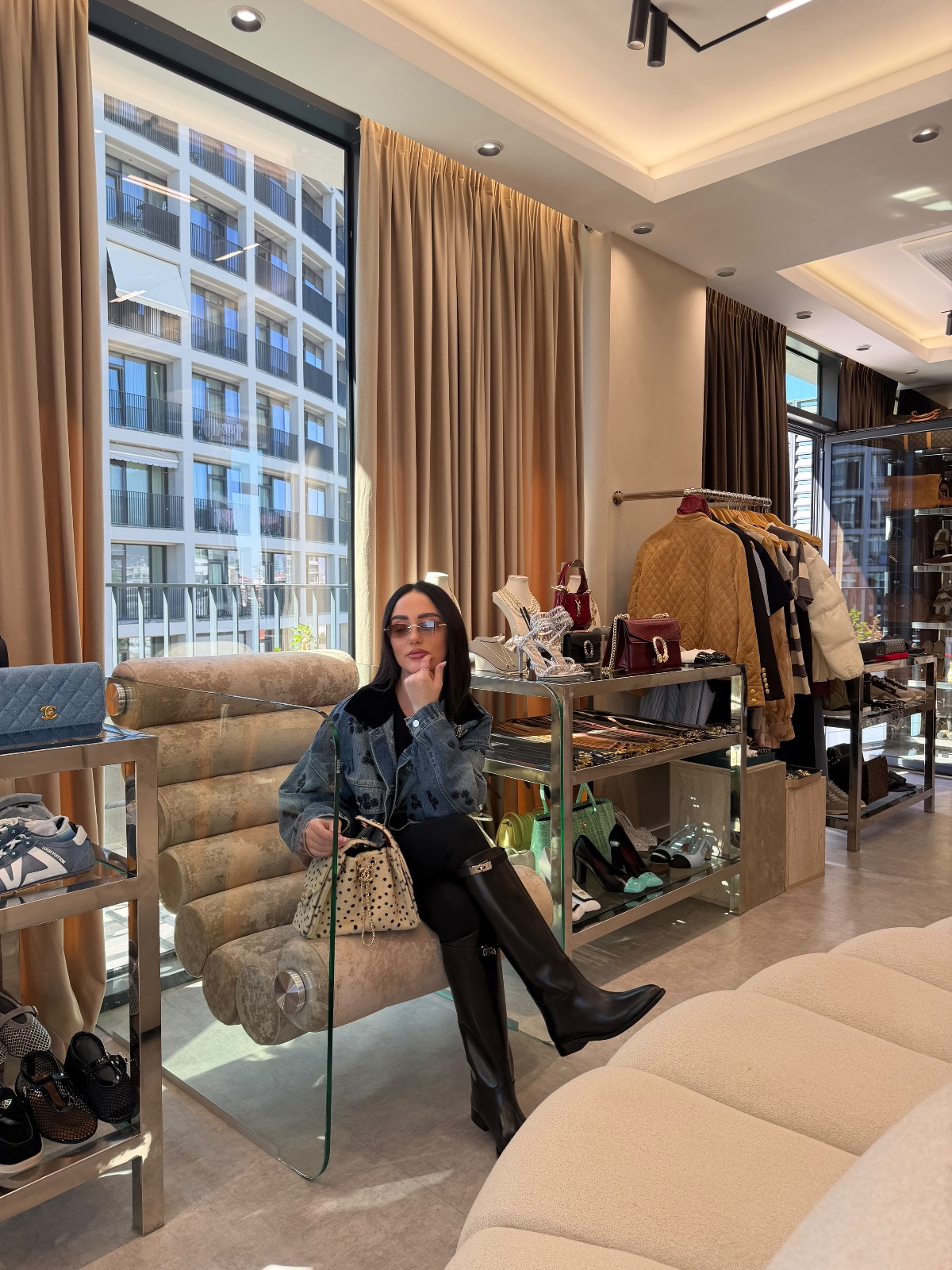 Miu Miu jacket x Hermes Shoes
