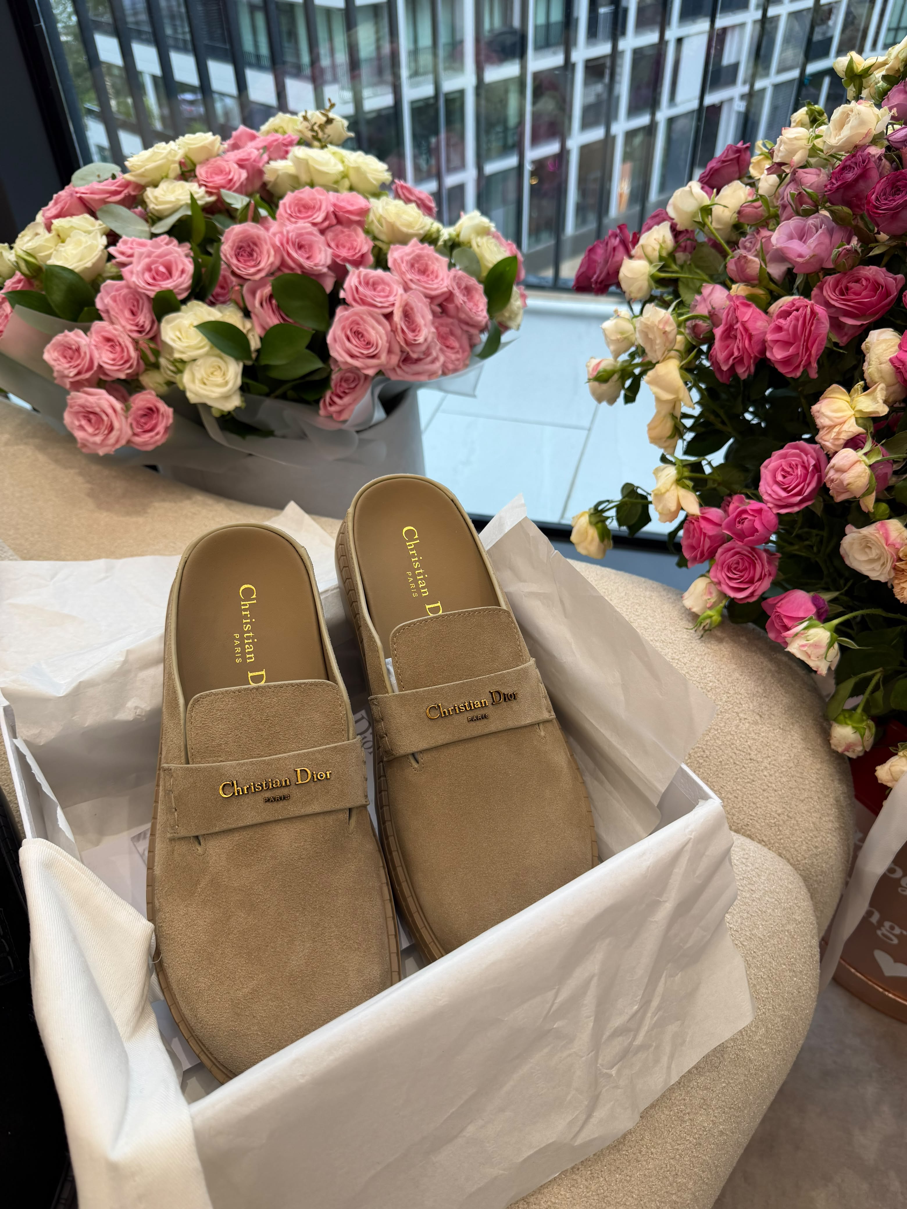 Dior Suede Loafers Beige